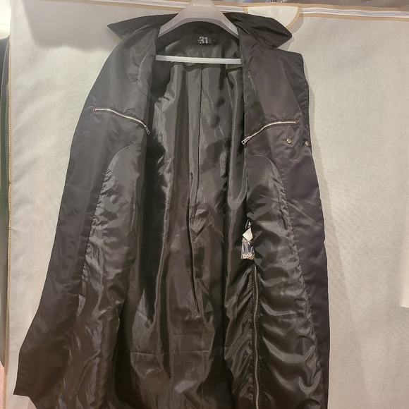 SIMONS Le31 Fashion Nylon Trench Coat with Side Zippers & Elastic Cuff - Picture 3 of 8